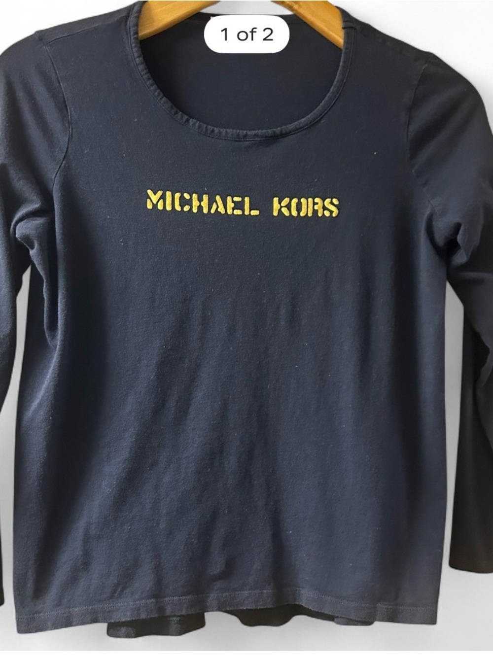 MICHAEL Michael Kors Black Long-Sleeve Tee with Yellow Logo
